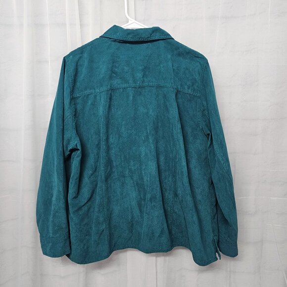 Alfred Dunner Blouse Shacket Green Embroidered Casual Boho Cottage 18W - Picture 6 of 9